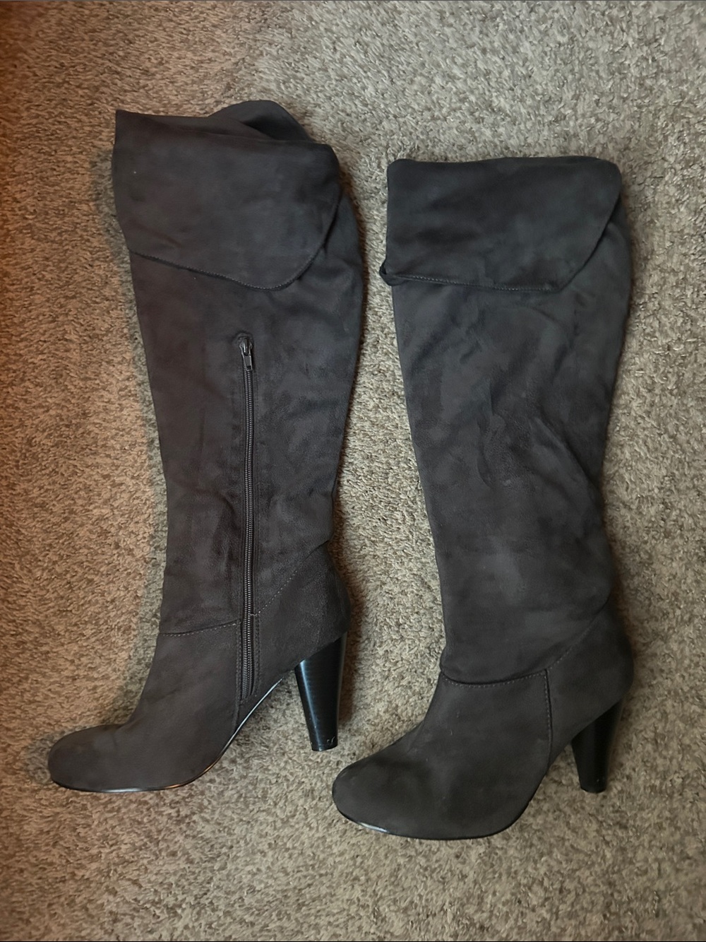 Source Unknown Tall Suede-Look Over-the-Knee Boots in Dark Gray